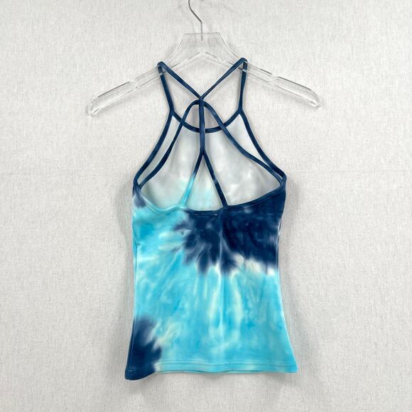 CHASER Workout Tank Top Womens Medium Blue Tie Dye Wave Strappy Tank NEW - Picture 5 of 11